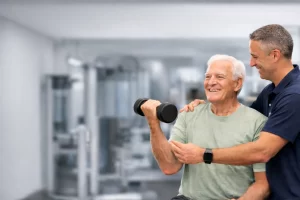 DVA Exercise Physiology session with accredited exercise physiologist supporting an older veteran